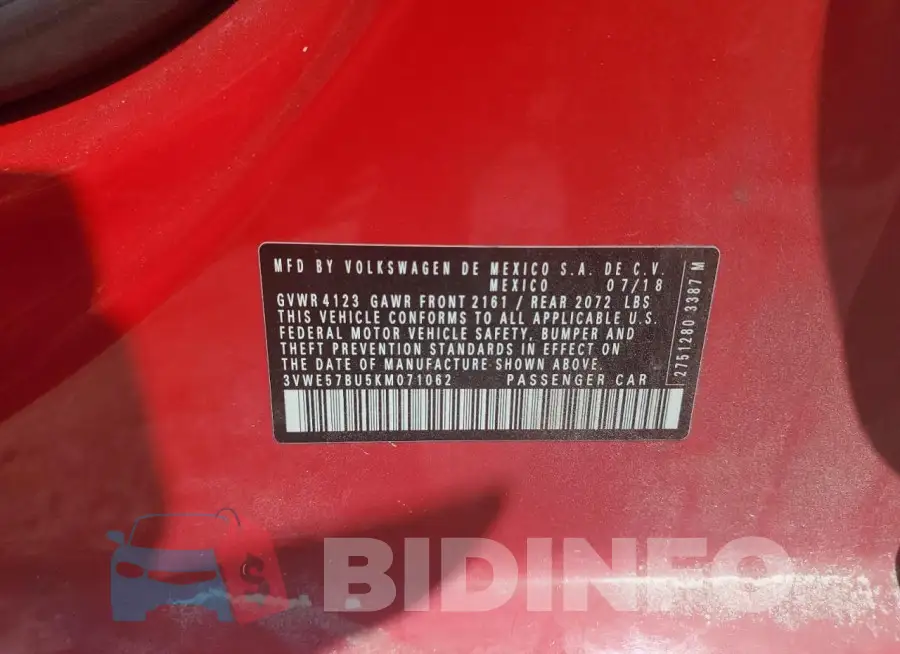 3VWE57BU5KM071062 Photo# 12