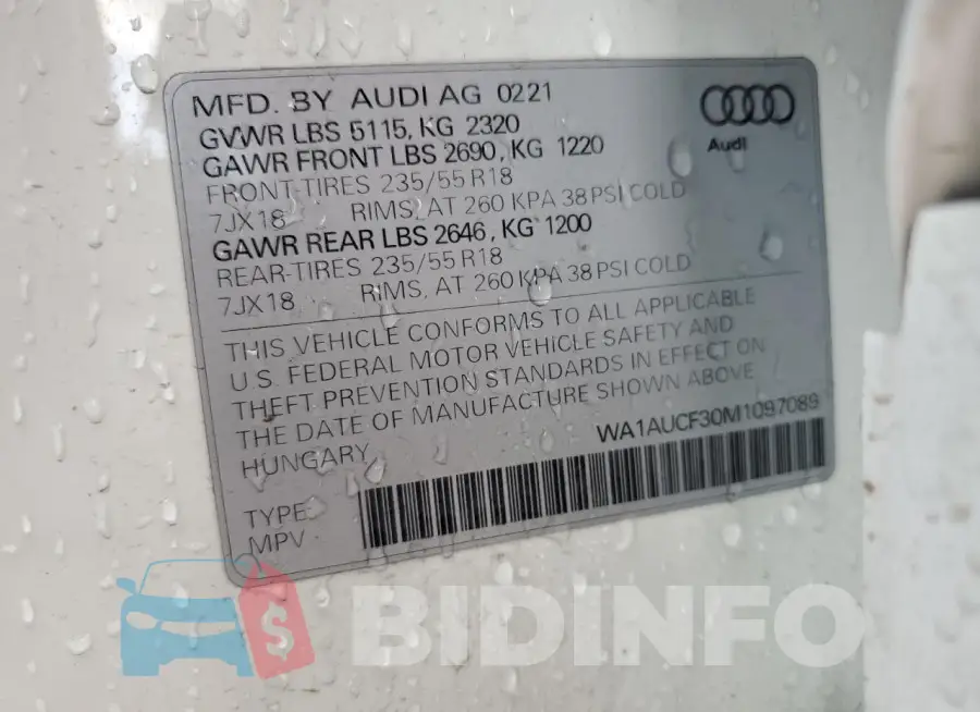 WA1AUCF30M1097089 Photo# 14