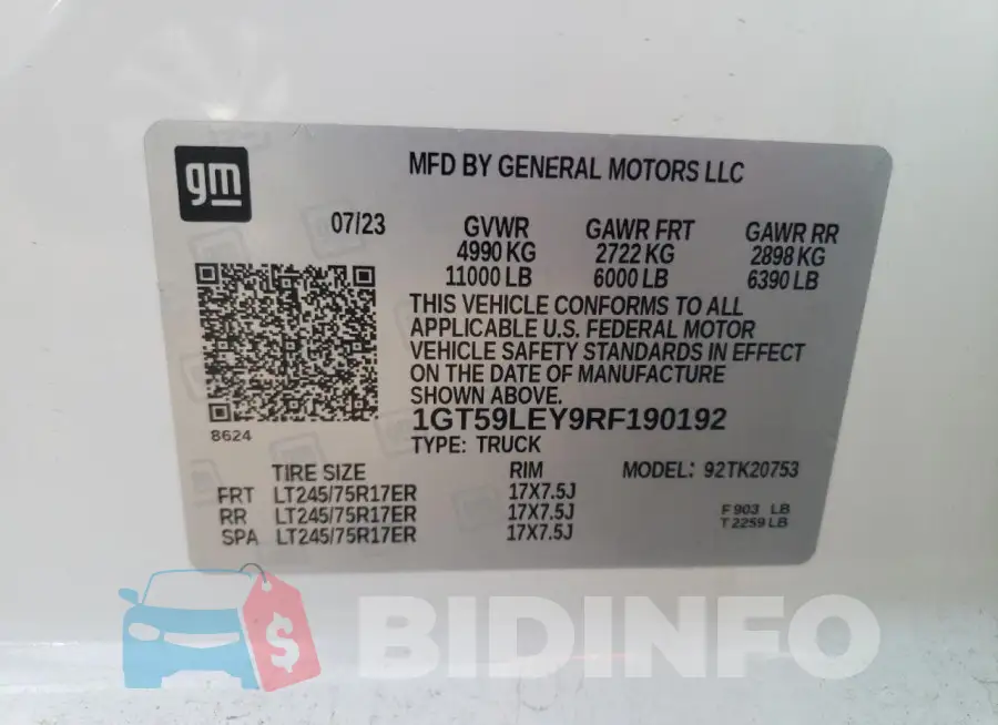 1GT59LEY9RF190192 Photo# 12