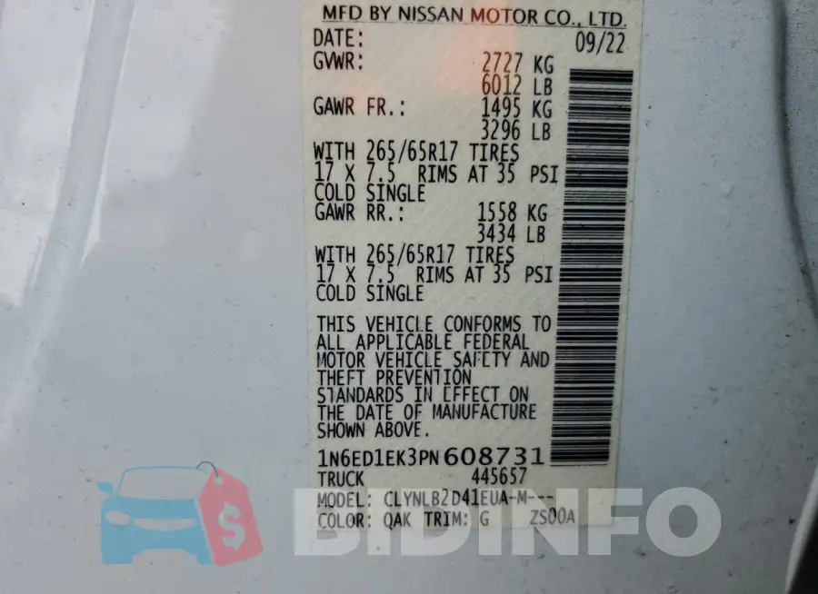 1N6ED1EK3PN608731 Photo# 12