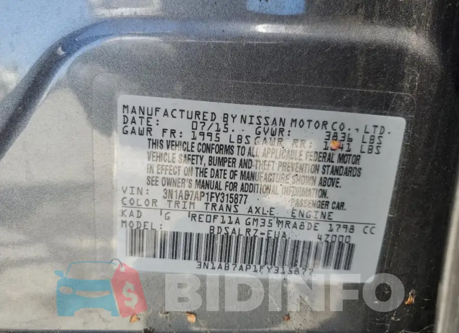 3N1AB7AP1FY315877 Photo# 12