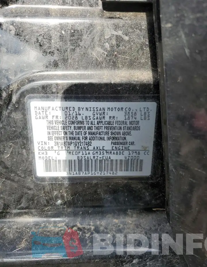 3N1AB7AP1GY217482 Photo# 12