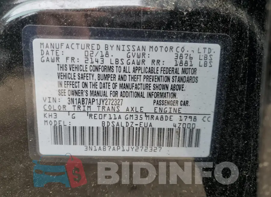 3N1AB7AP1JY272327 Photo# 12