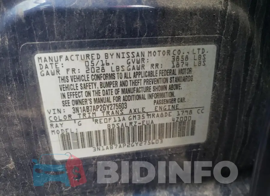 3N1AB7AP2GY275603 Photo# 10