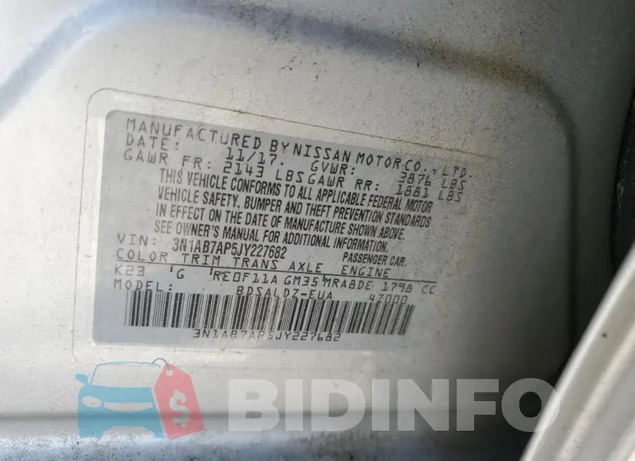 3N1AB7AP5JY227682 Photo# 13