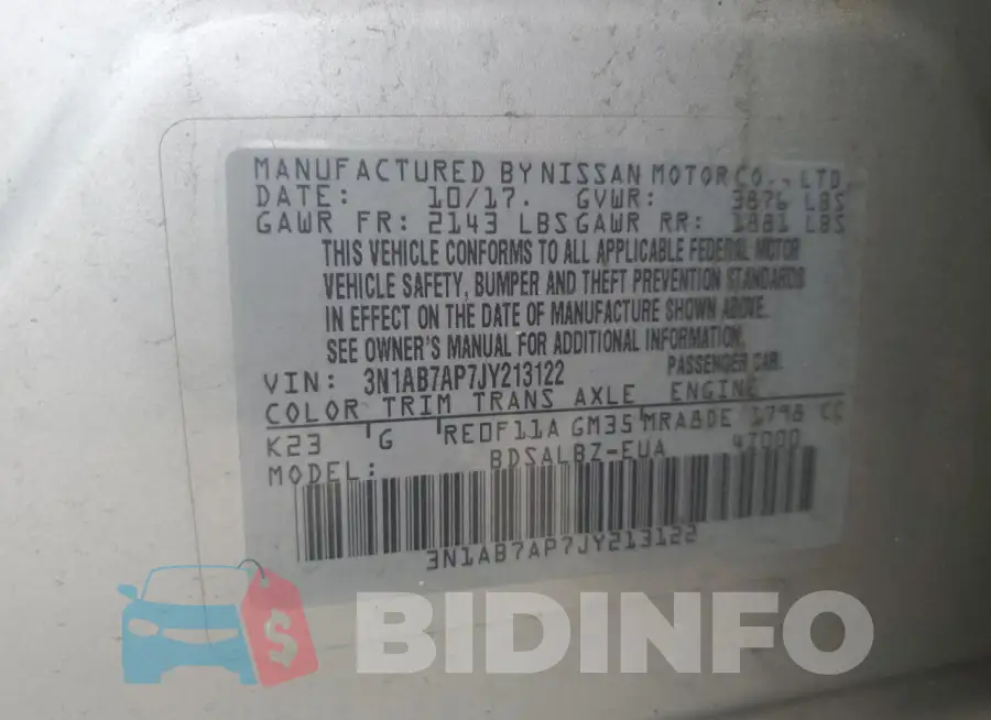 3N1AB7AP7JY213122 Photo# 13