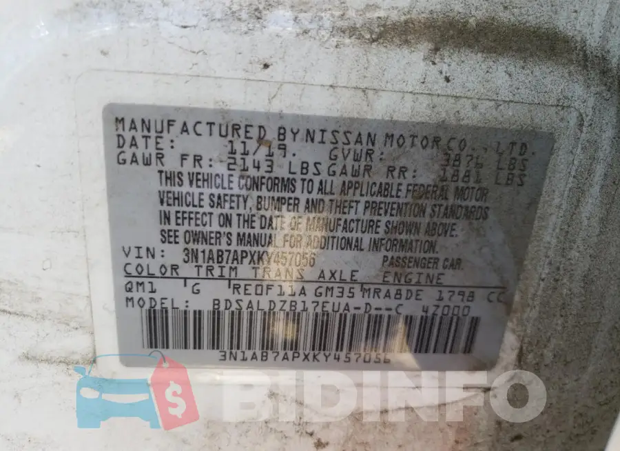 3N1AB7APXKY457056 Photo# 12
