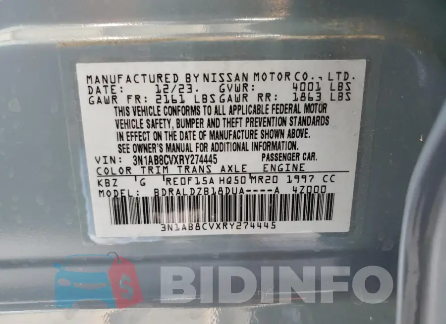 3N1AB8CVXRY274445 Photo# 12