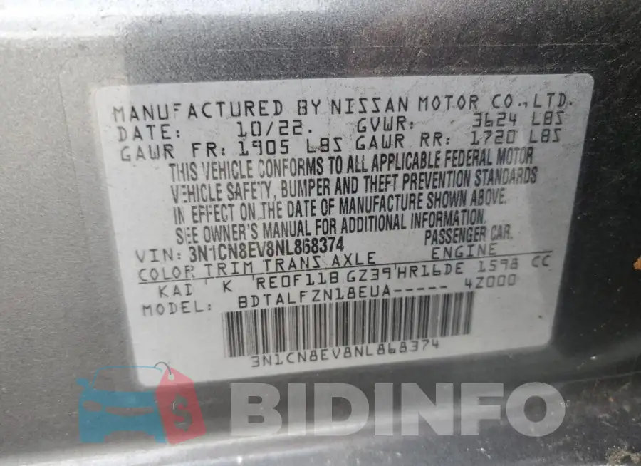 3N1CN8EV8NL868374 Photo# 12