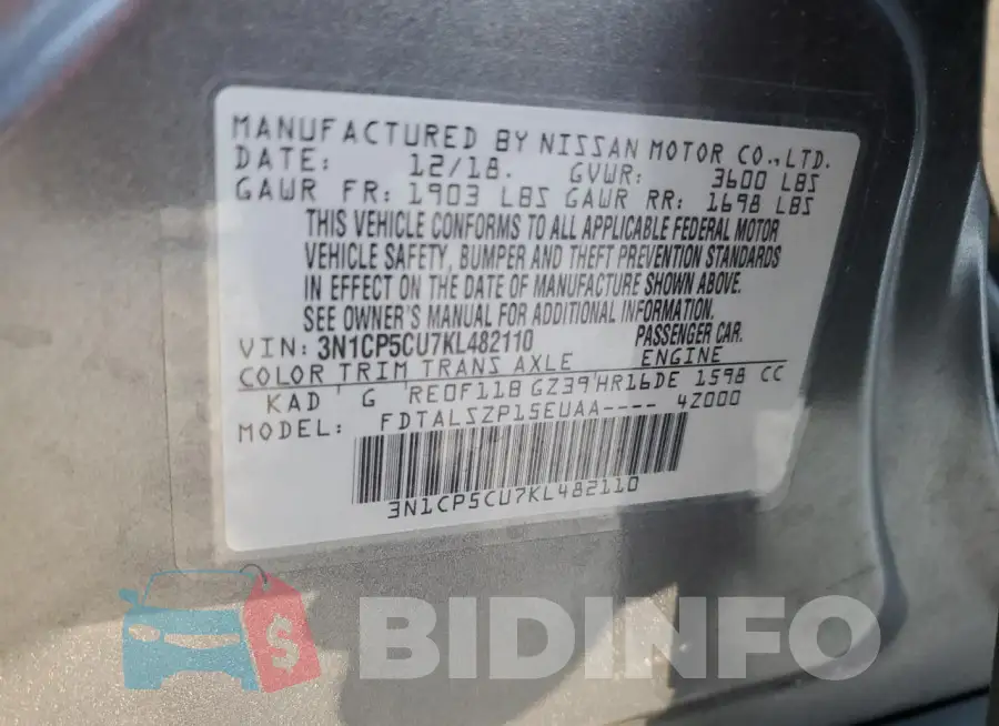 3N1CP5CU7KL482110 Photo# 14