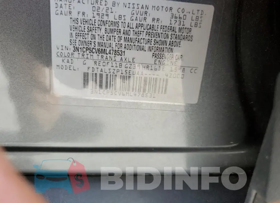 3N1CP5CV6ML478531 Photo# 13