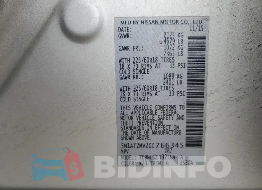 5N1AT2MV2GC766345 Photo# 13