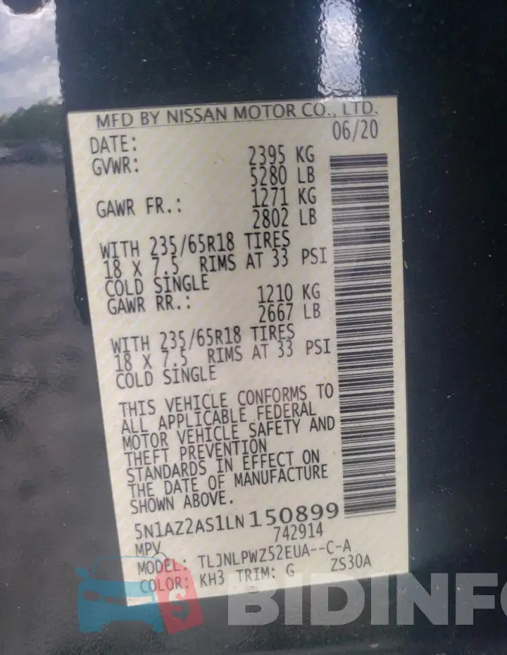 5N1AZ2AS1LN150899 Photo# 13