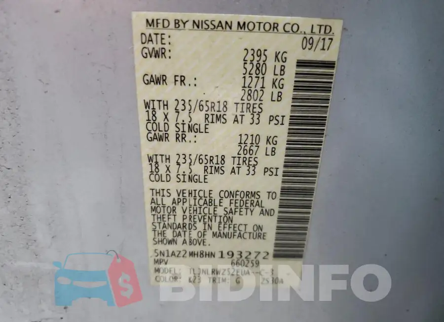 5N1AZ2MH8HN193272 Photo# 14