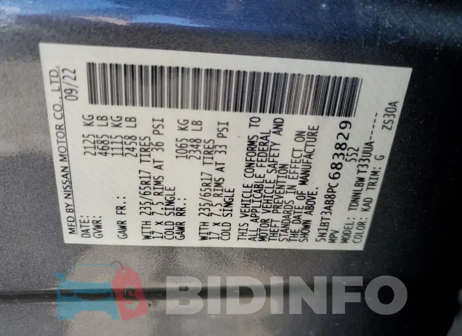 5N1BT3AB8PC683829 Photo# 14