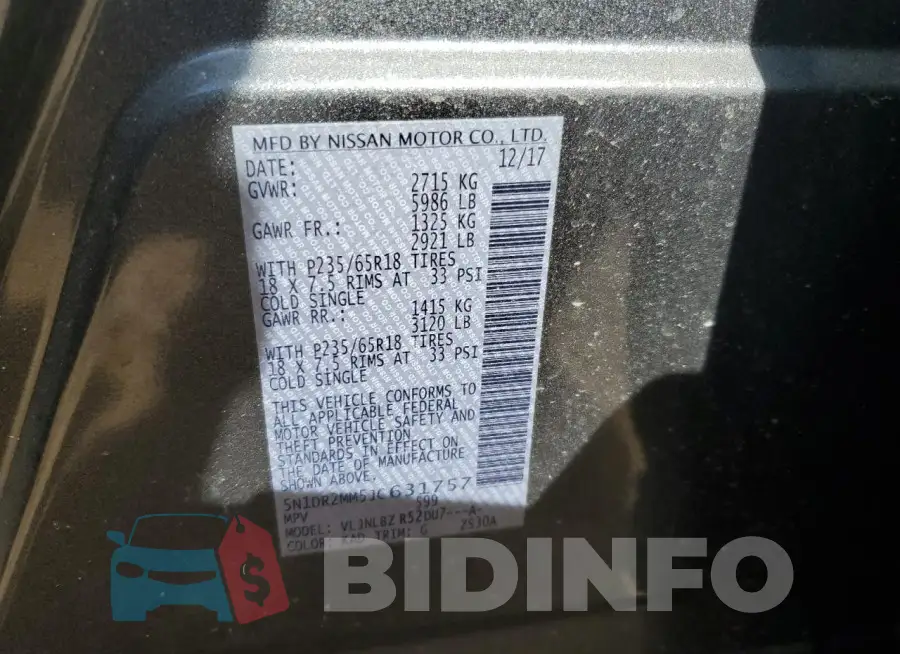 5N1DR2MM5JC631757 Photo# 13