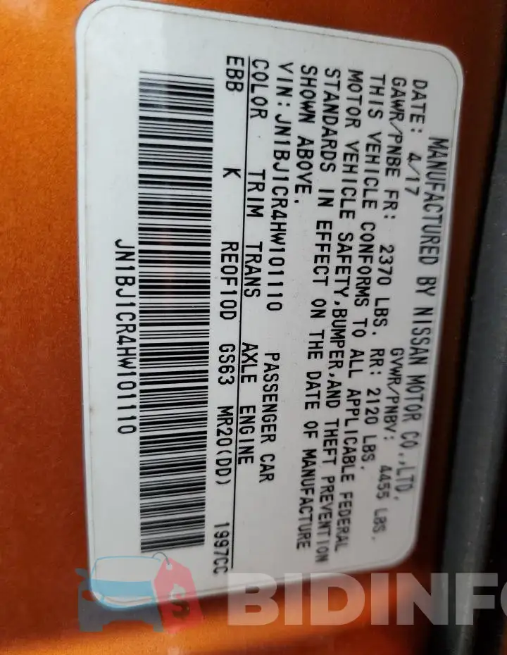 JN1BJ1CR4HW101110 Photo# 14