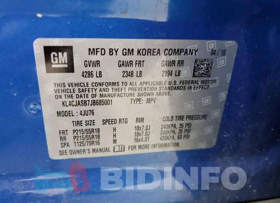 KL4CJASB7JB685001 Photo# 14