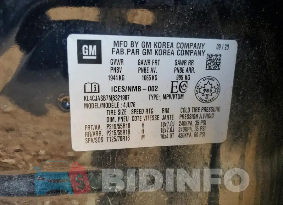 KL4CJASB7MB321987 Photo# 13