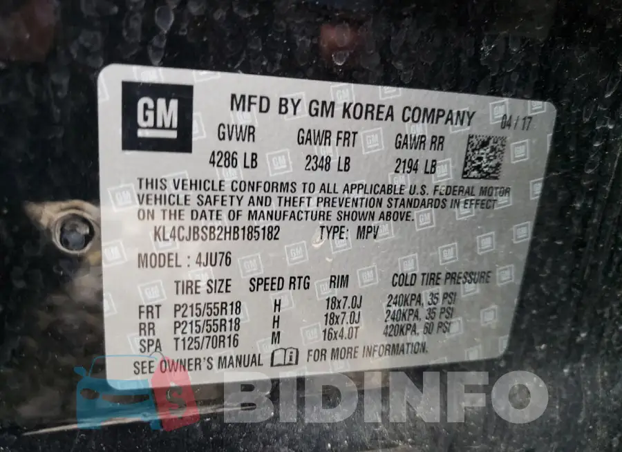 KL4CJBSB2HB185182 Photo# 14