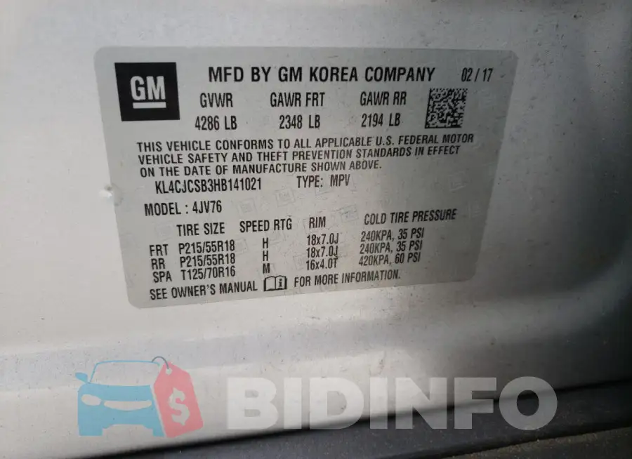 KL4CJCSB3HB141021 Photo# 12