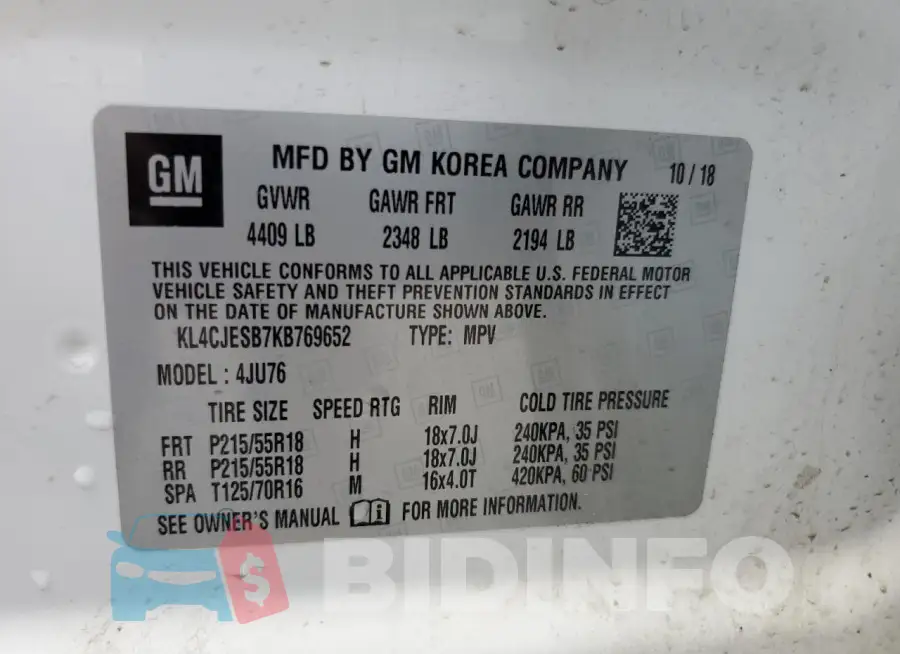 KL4CJESB7KB769652 Photo# 13