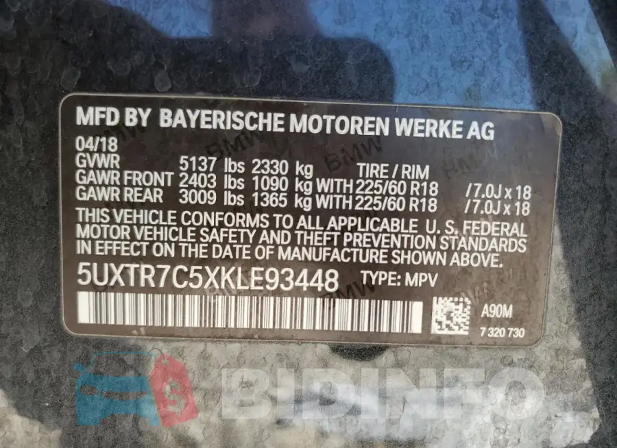 5UXTR7C5XKLE93448 Photo# 13
