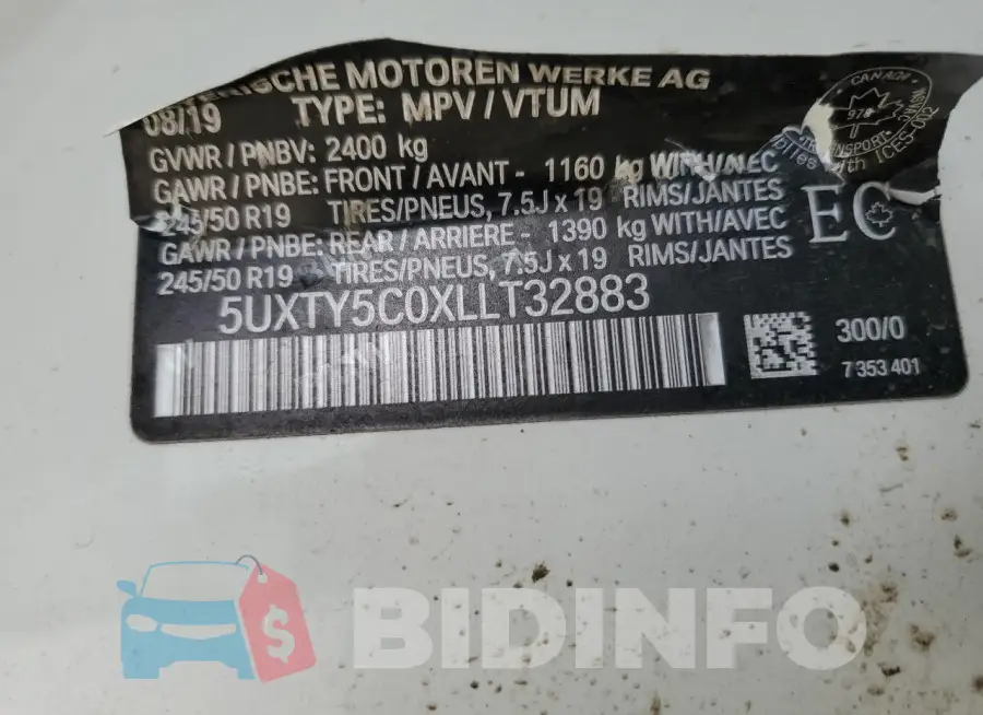 5UXTY5C0XLLT32883 Photo# 14