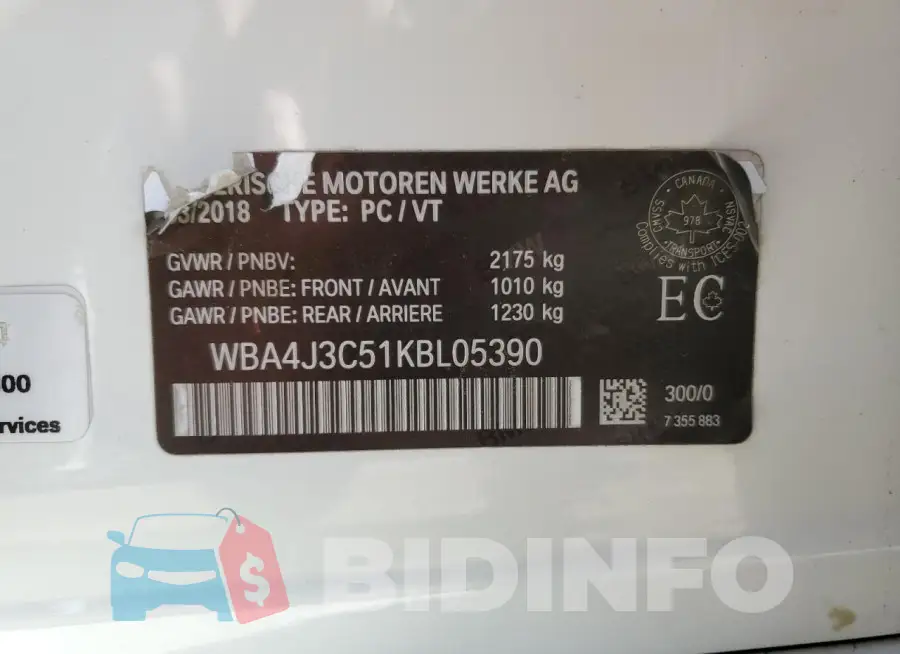 WBA4J3C51KBL05390 Photo# 12