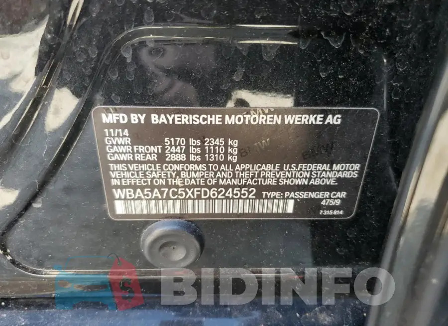 WBA5A7C5XFD624552 Photo# 12