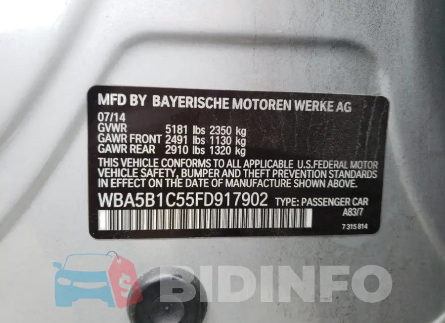 WBA5B1C55FD917902 Photo# 12