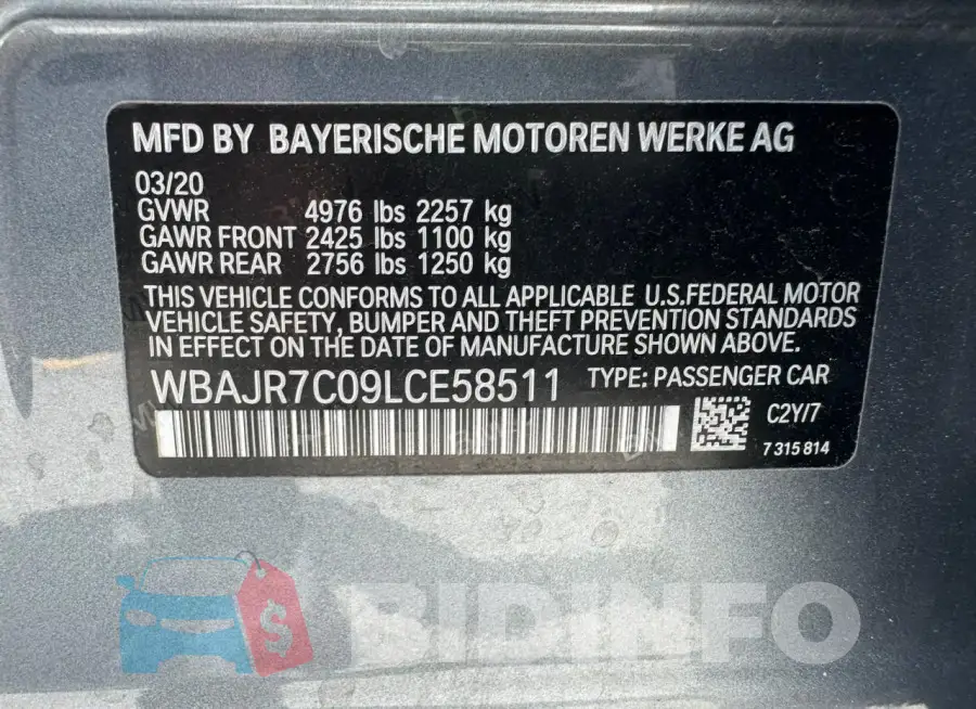WBAJR7C09LCE58511 Photo# 12