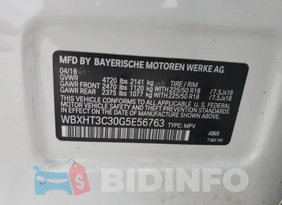 WBXHT3C30G5E56763 Photo# 13