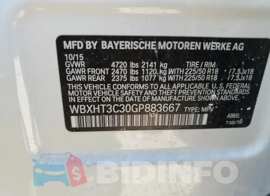 WBXHT3C30GP883667 Photo# 12