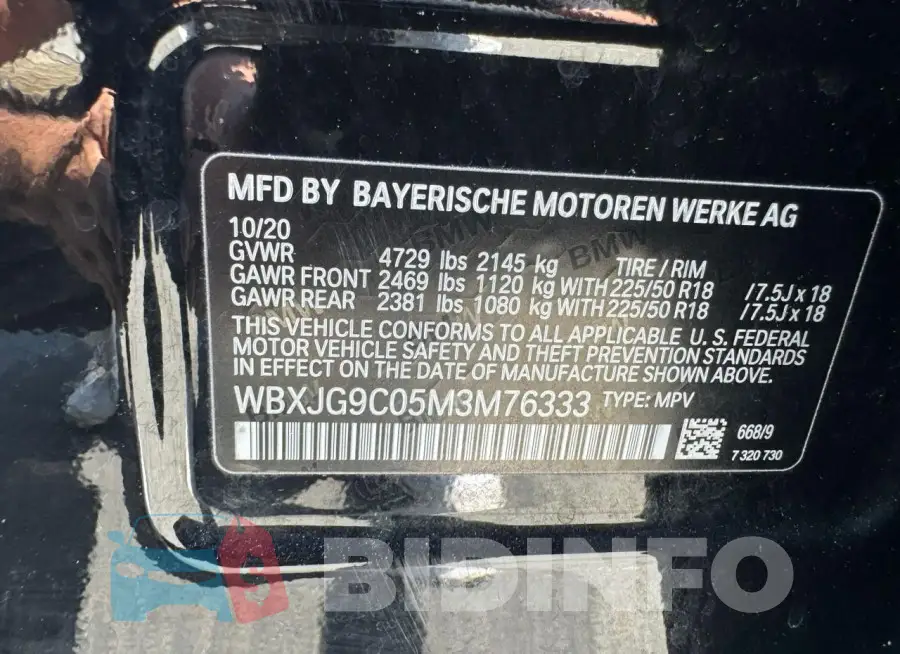 WBXJG9C05M3M76333 Photo# 12