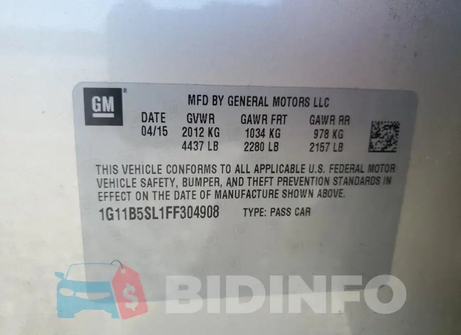 1G11B5SL1FF304908 Photo# 13