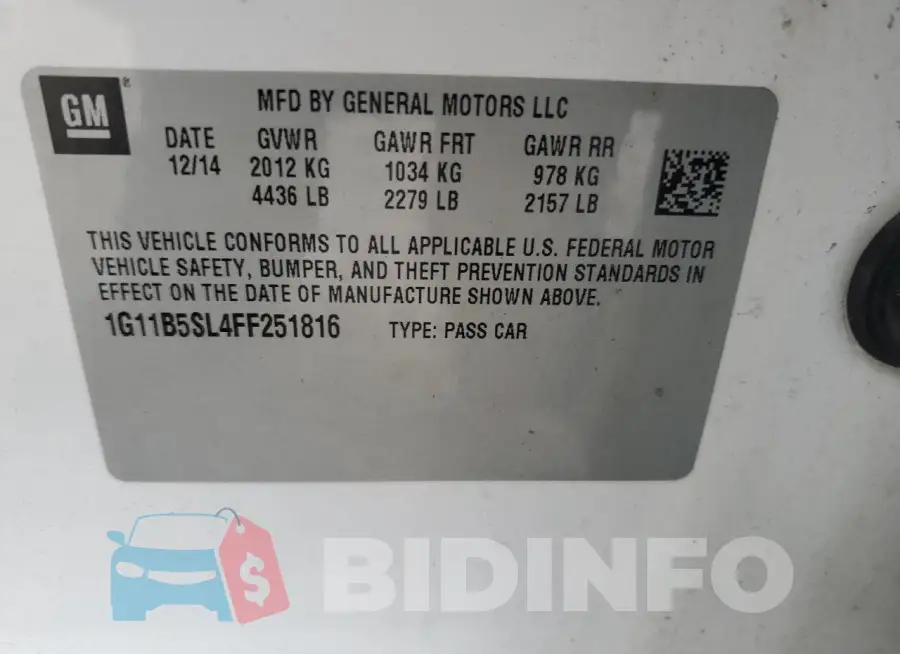 1G11B5SL4FF251816 Photo# 12