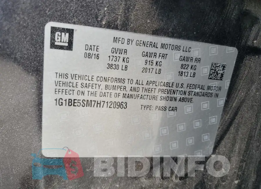 1G1BE5SM7H7120963 Photo# 12