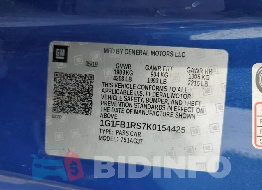 1G1FB1RS7K0154425 Photo# 12