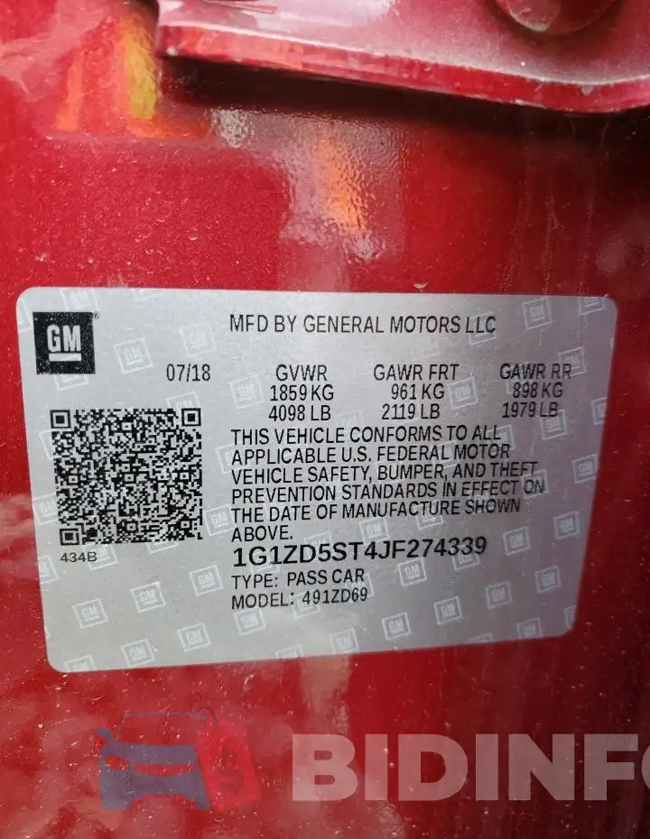 1G1ZD5ST4JF274339 Photo# 12