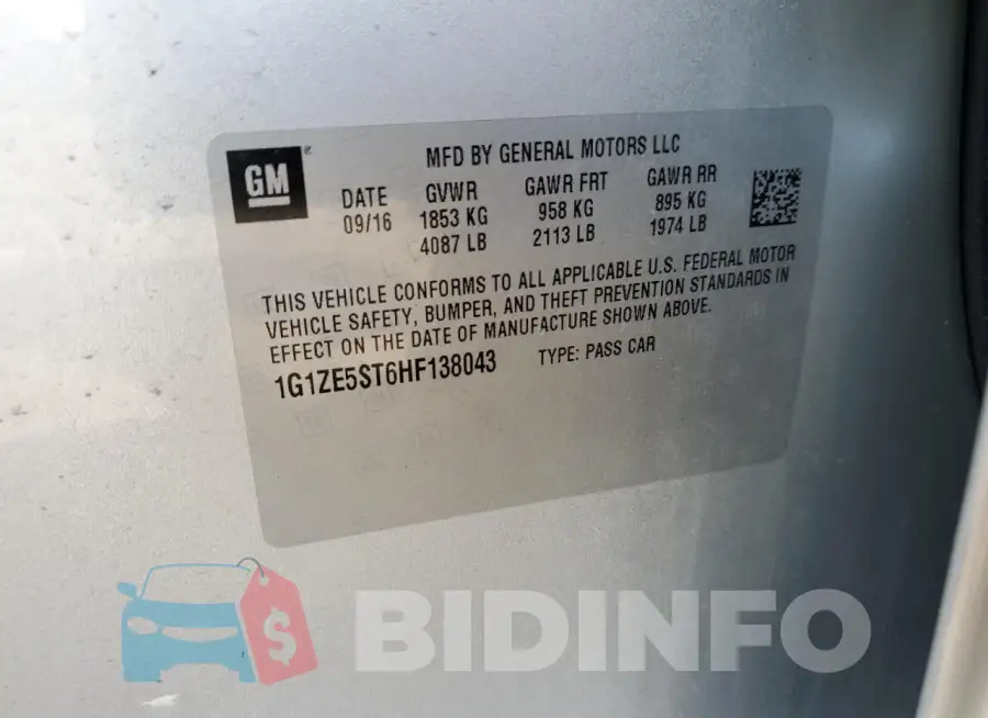 1G1ZE5ST6HF138043 Photo# 12
