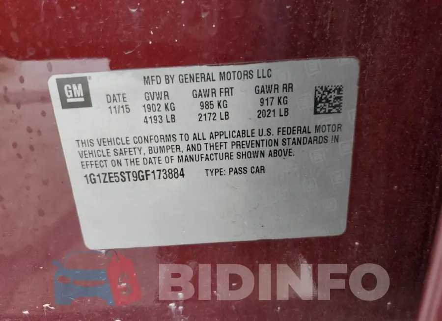 1G1ZE5ST9GF173884 Photo# 12
