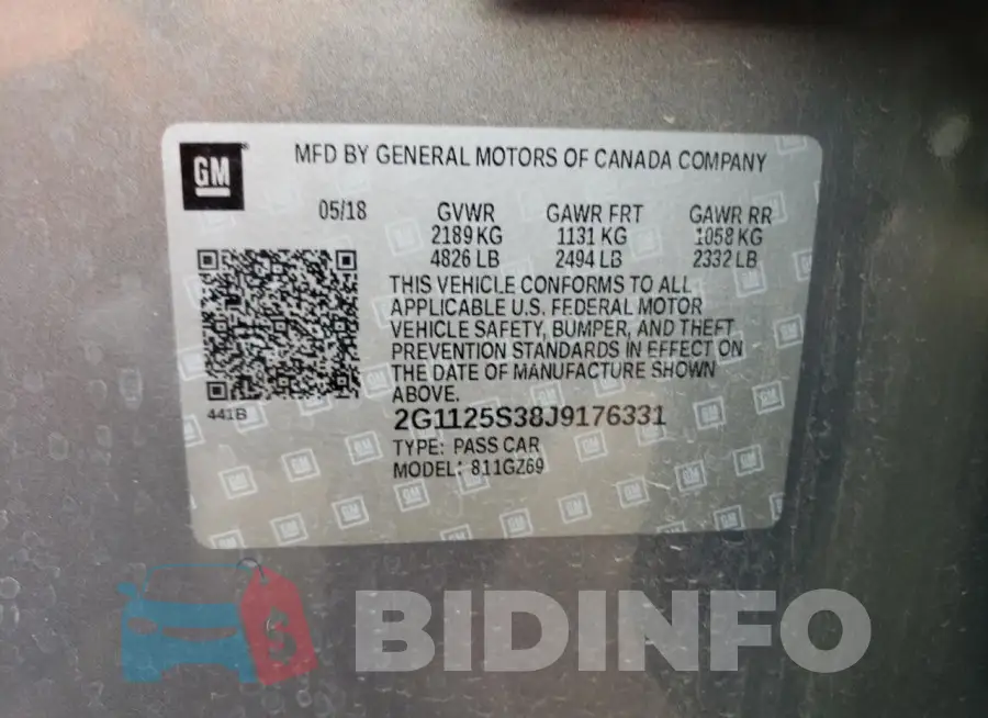 2G1125S38J9176331 Photo# 12