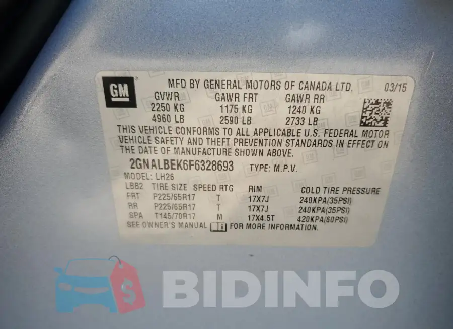 2GNALBEK6F6328693 Photo# 14
