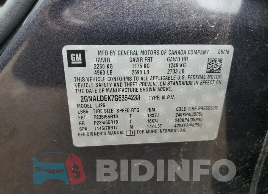 2GNALDEK7G6354233 Photo# 12