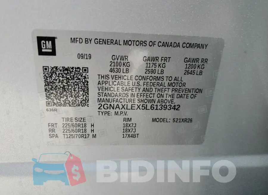 2GNAXLEX5L6139342 Photo# 13