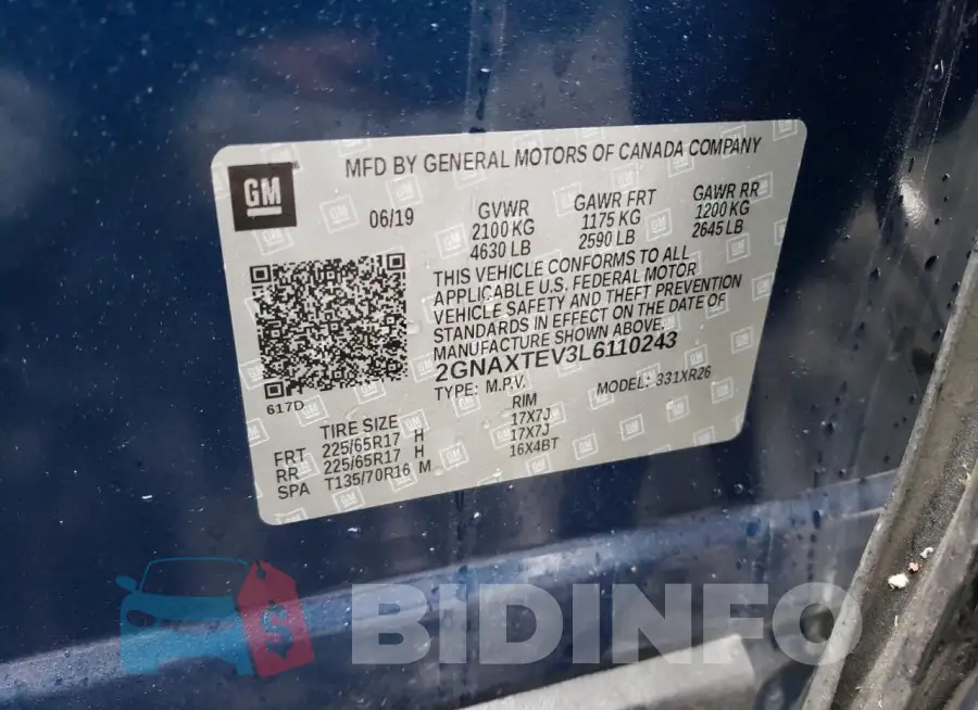 2GNAXTEV3L6110243 Photo# 14