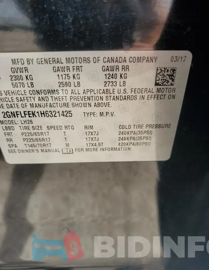 2GNFLFEK1H6321425 Photo# 13