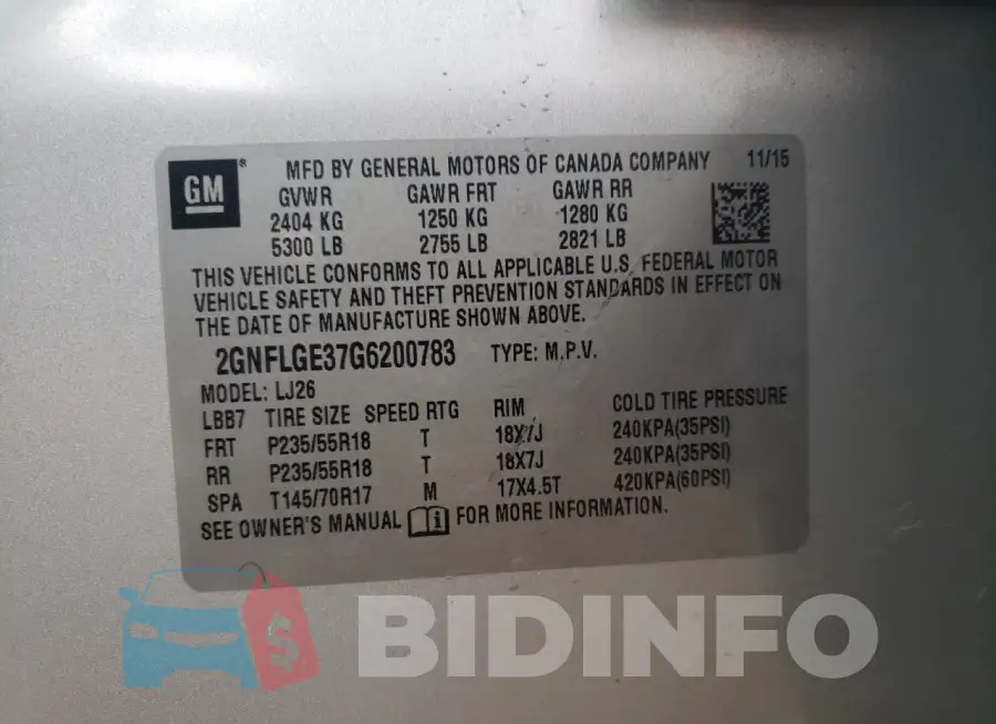 2GNFLGE37G6200783 Photo# 13