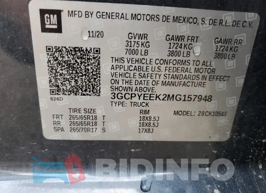 3GCPYEEK2MG157948 Photo# 12